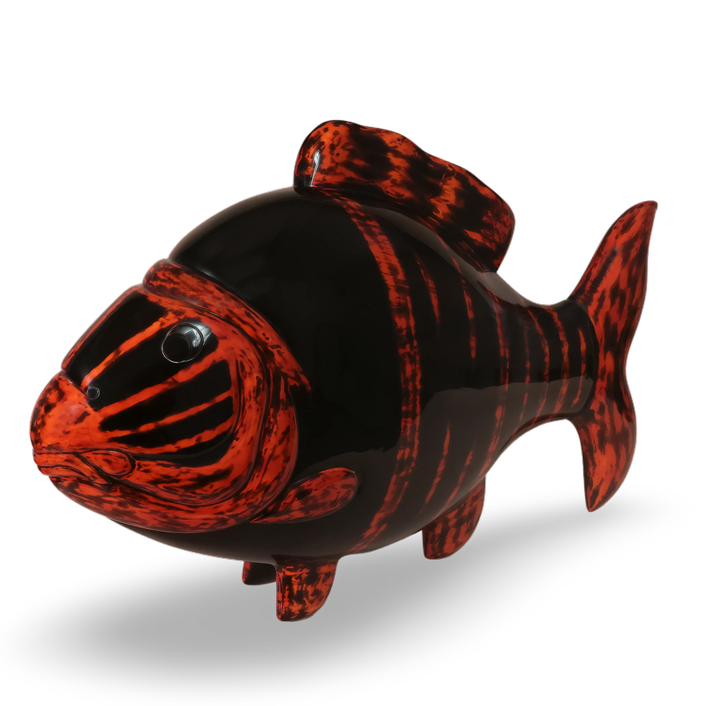Natural lacquer fish sculpture 58cm handcrafted by Stocker Studio in Siem Reap