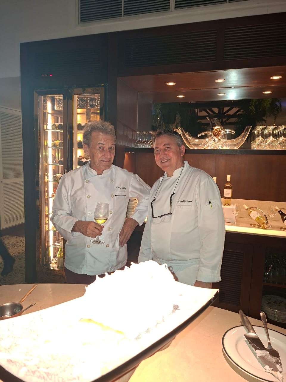 Two Erics — Eric Stocker and chef Eric Berrigaud at Sofitel Angkor, April 30, 2026