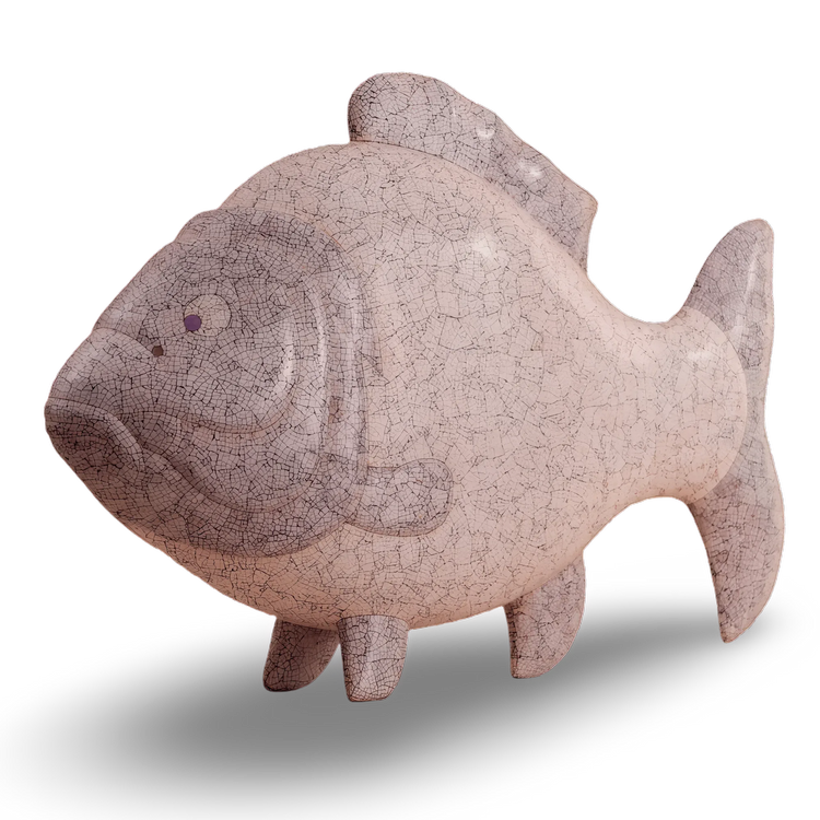 Large eggshell lacquer fish sculpture 58cm by Eric Stocker Siem Reap