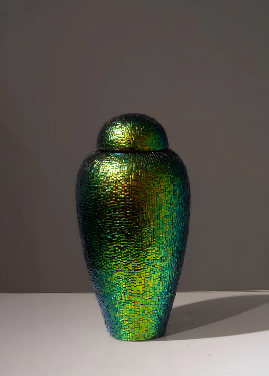 Beetle Wings — natural lacquer memorial urn — Stocker Studio, Siem Reap, Cambodia