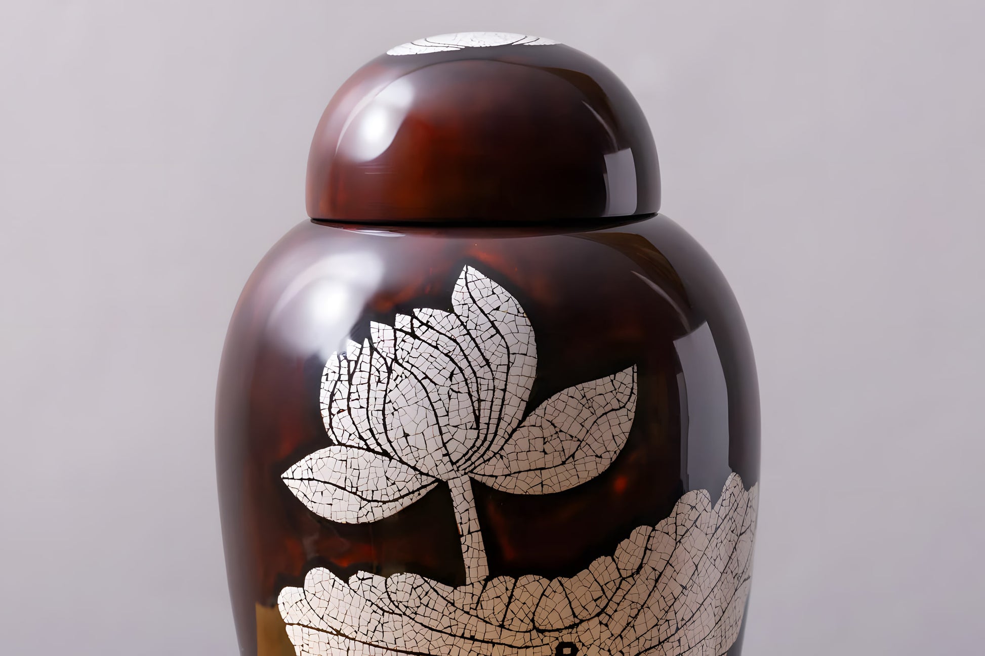 Lotus Flower — natural lacquer memorial urn — Stocker Studio, Siem Reap, Cambodia