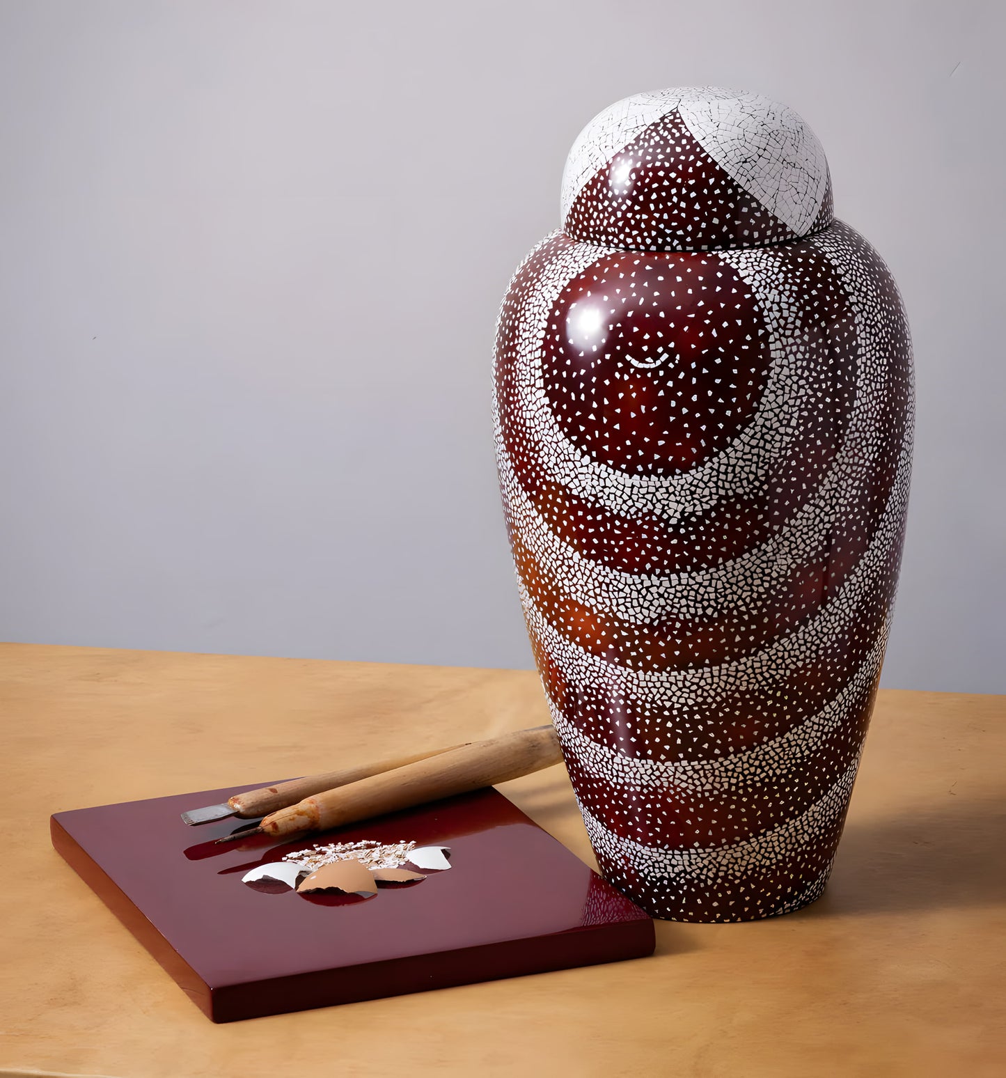 Milky Way — natural lacquer memorial urn — Stocker Studio, Siem Reap, Cambodia