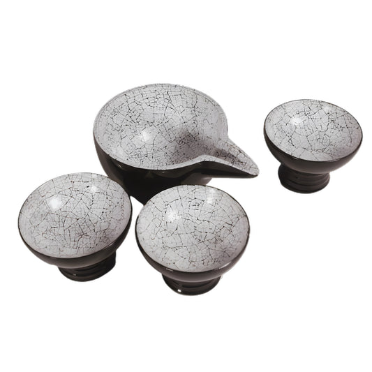 Eggshell lacquer sake set handcrafted in Siem Reap by master artisan Eric Stocker