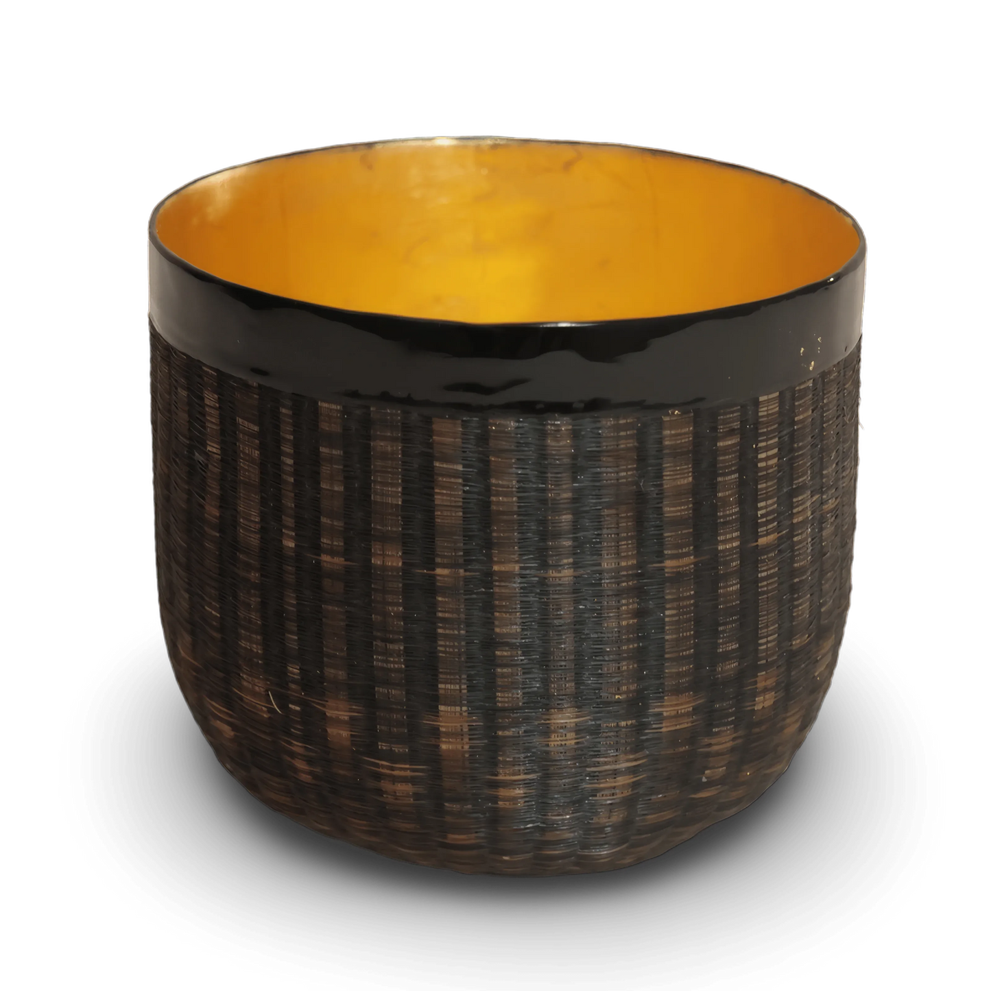 Bamboo horse hair lacquer bowl with 24k gold leaf by Stocker Studio Cambodia