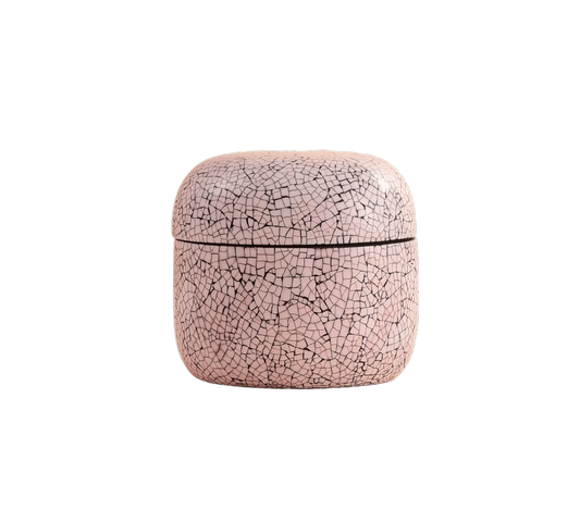 Box Eggshell — Round — natural lacquer with eggshell mosaic — Stocker Studio, Siem Reap, Cambodia