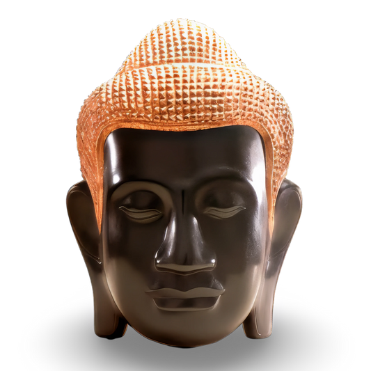 Buddha Head — Black & Gold Lacquer — natural lacquer with gold leaf — Stocker Studio, Siem Reap, Cambodia