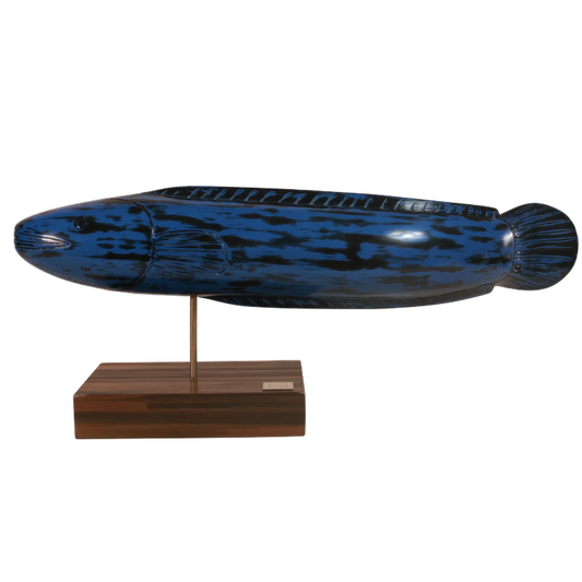 Copper atoll blue lacquer fish sculpture handcrafted by Stocker Studio