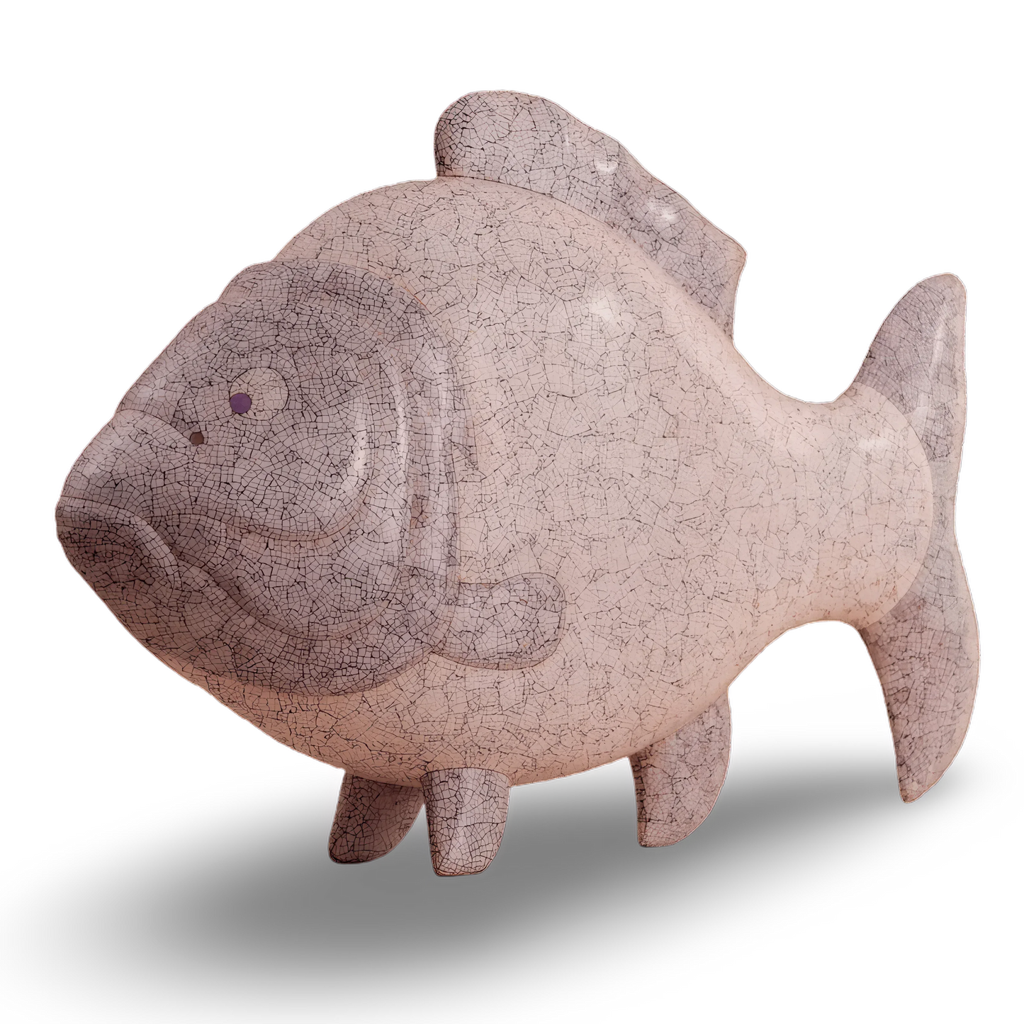 Large eggshell lacquer fish sculpture 58cm by Eric Stocker Siem Reap