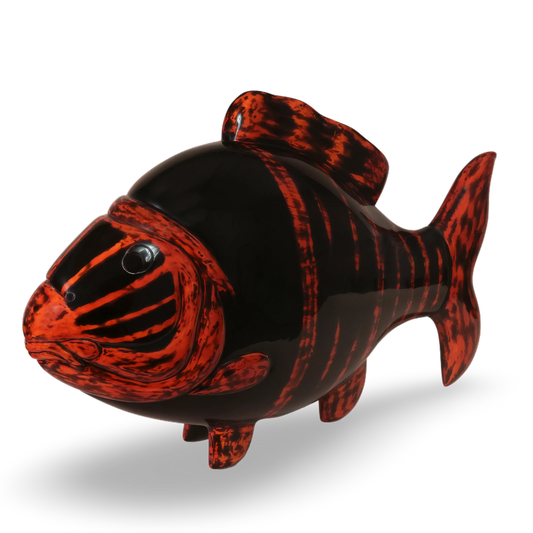 Natural lacquer fish sculpture 58cm handcrafted by Stocker Studio in Siem Reap