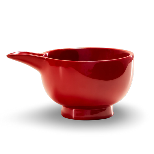 Red lacquer sake vessel handcrafted in Siem Reap Cambodia by Stocker Studio